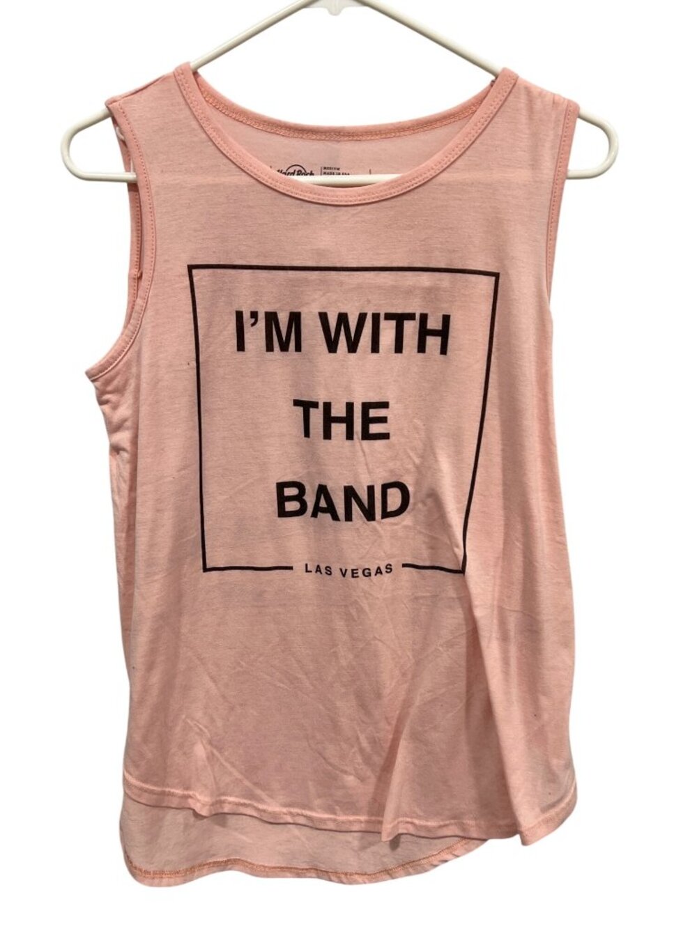 Hard Rock Tank Top Medium I'm With The Band Las Vegas Side Slit Pink Essential